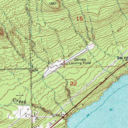 Topographic Map of Grevais Landing Field (historical), MN