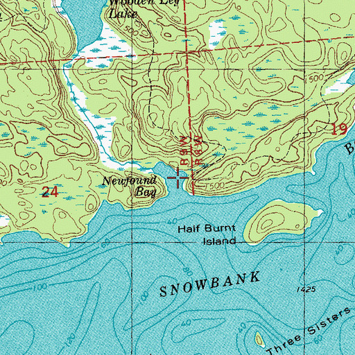 Topographic Map of Newfound Bay, MN