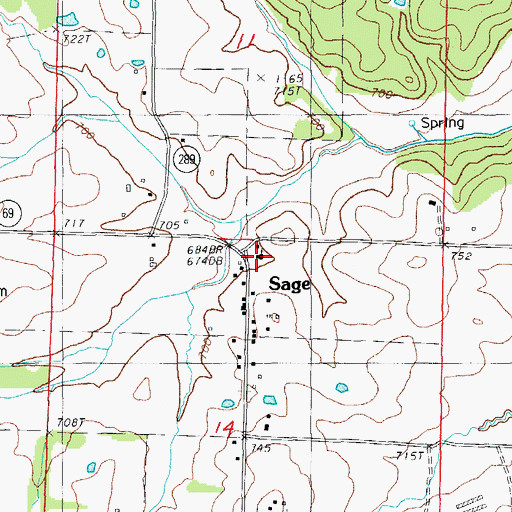 Topographic Map of Sage Baptist Church, AR
