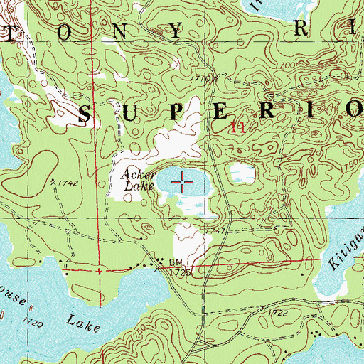 Topographic Map of Acker Lake, MN