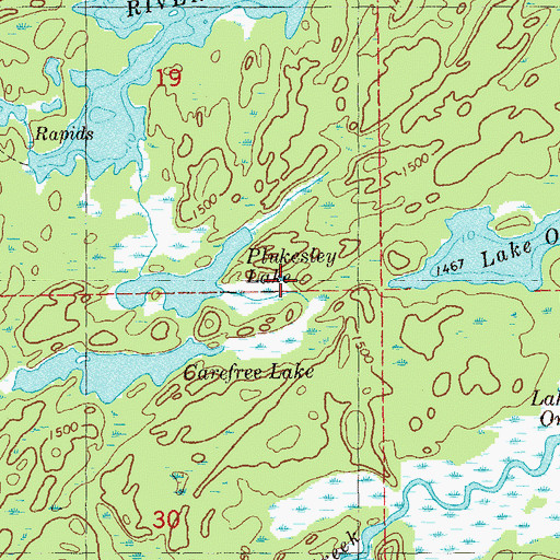 Topographic Map of Plukesley Lake, MN