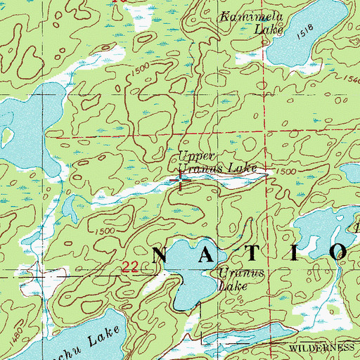 Topographic Map of Upper Uranus Lake, MN