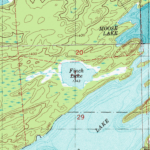 Topographic Map of Finch Lake, MN