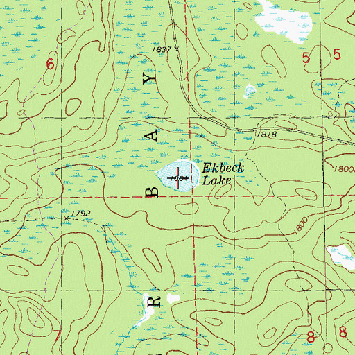 Topographic Map of Ekbeck Lake, MN
