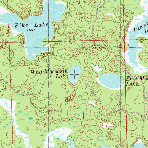 Topographic Map of West Moccasin Lake, MN