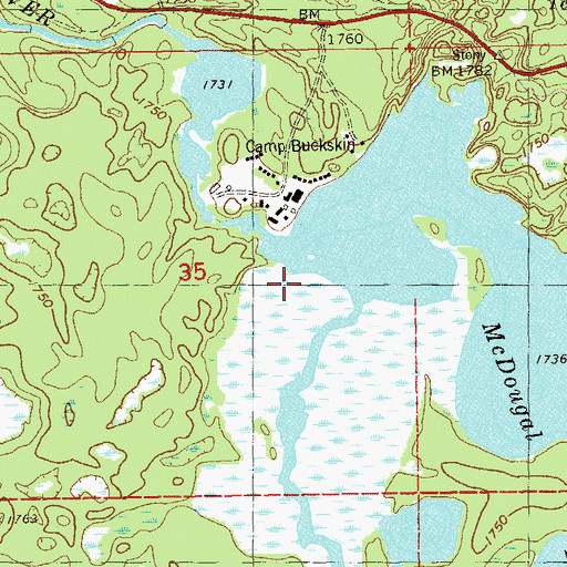 Topographic Map of Camp Buckskin, MN