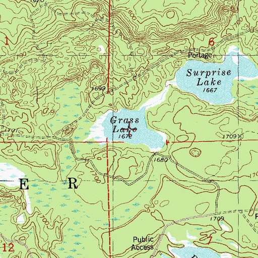 Topographic Map of Grass Lake, MN