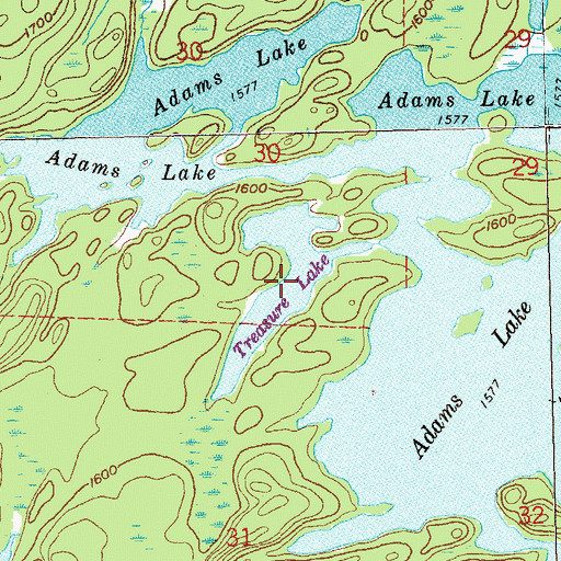 Topographic Map of Treasure Lake, MN