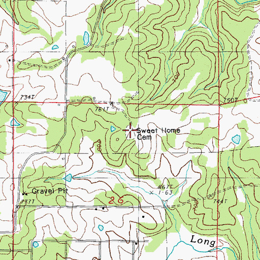 Topographic Map of Sweet Home Cemetery, AR