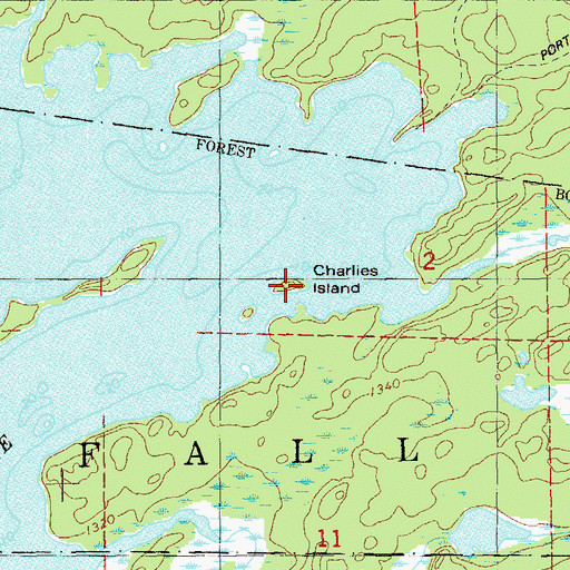 Topographic Map of Charlies Island, MN