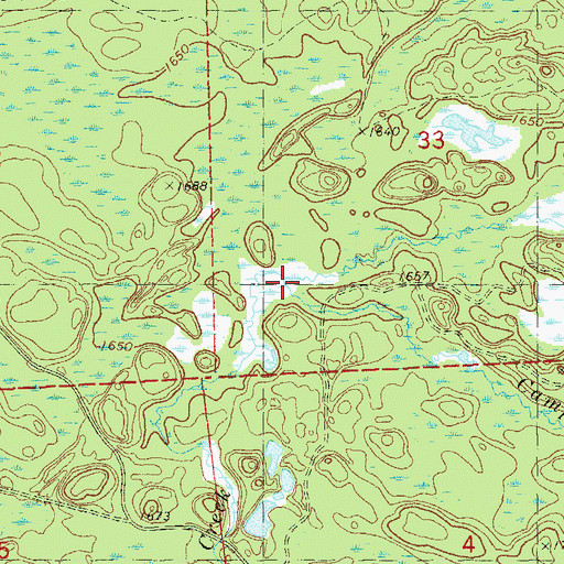 Topographic Map of West Camp Creek, MN