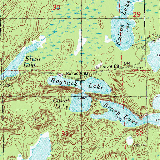 Topographic Map of Hogback Lake Recreation Site, MN