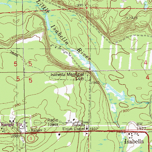 Topographic Map of Isabella Memorial Cemetery, MN