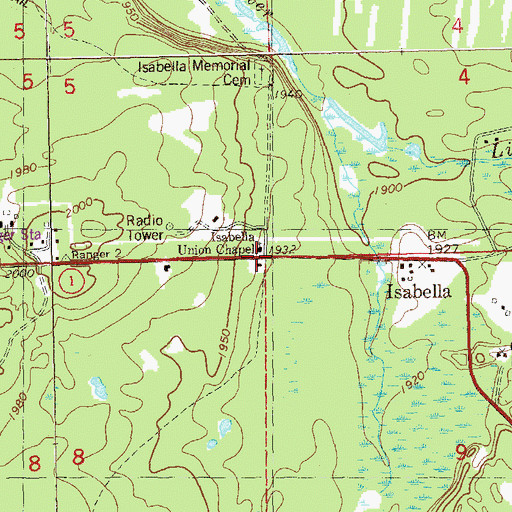 Topographic Map of Isabella Union Chapel, MN