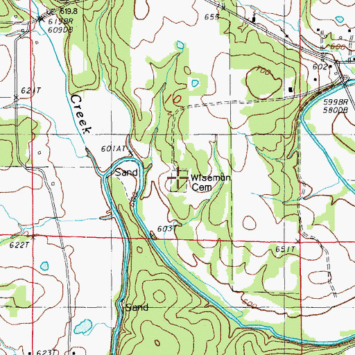 Topographic Map of Wiseman Cemetery, AR
