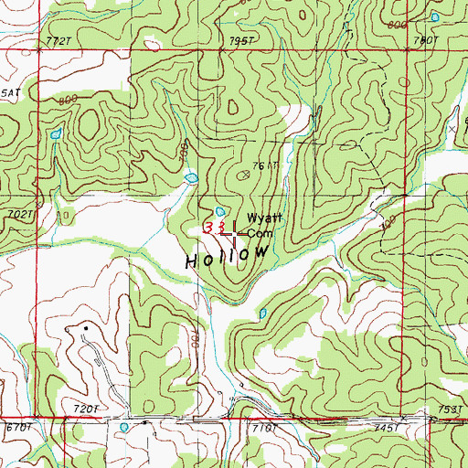 Topographic Map of Wyatt Cemetery, AR