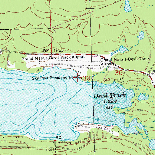 Topographic Map of Sky Port Seaplane Base, MN