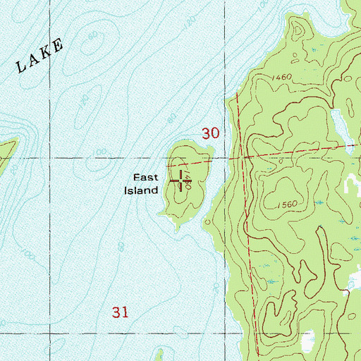 Topographic Map of East Island, MN