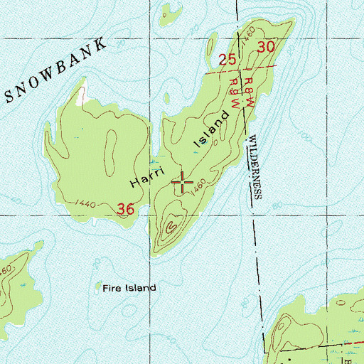 Topographic Map of Harri Island, MN