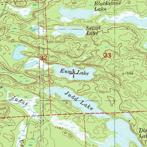 Topographic Map of Ennis Lake, MN