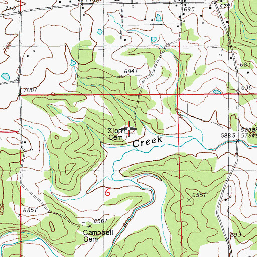 Topographic Map of Zion Cemetery, AR