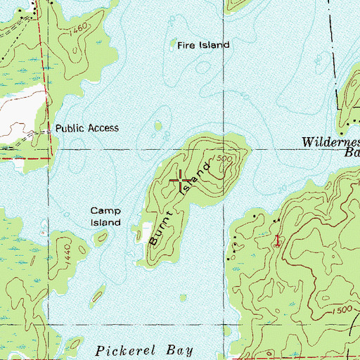 Topographic Map of Burnt Island, MN