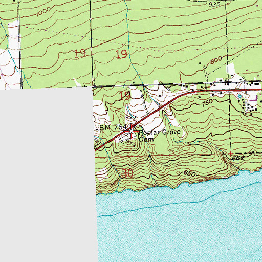 Topographic Map of Poplar Grove Cemetery, MN