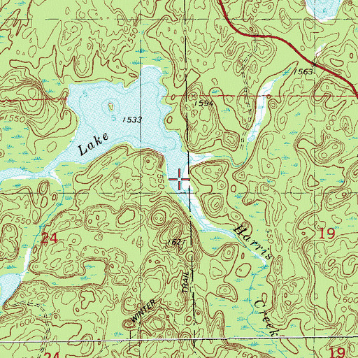 Topographic Map of Harris Creek, MN