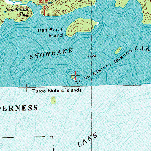 Topographic Map of Three Sisters Island, MN