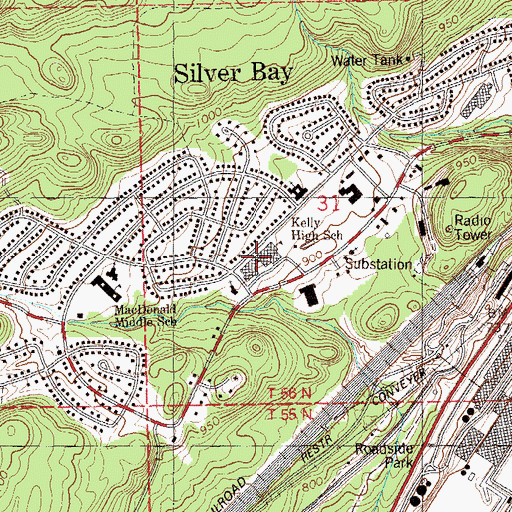 Topographic Map of Kelly High School, MN