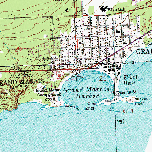 Topographic Map of Grand Marais Marina, MN