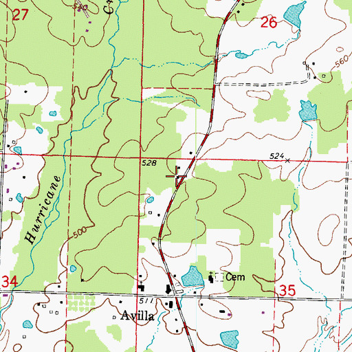 Topographic Map of Avilla School (historical), AR