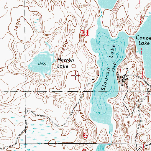 Topographic Map of La Barge Lake, MN
