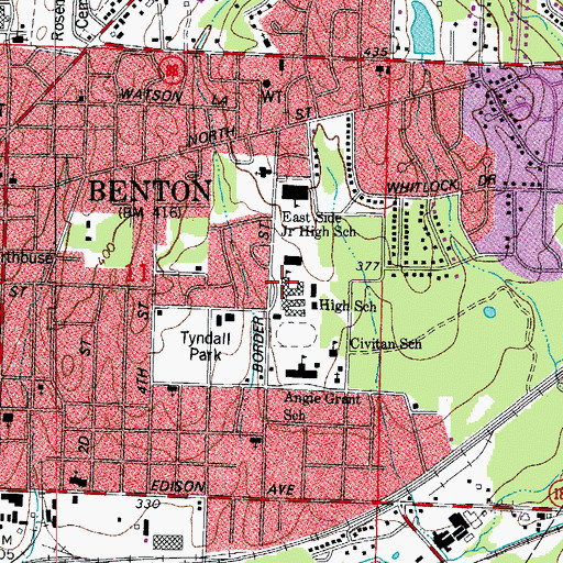Topographic Map of Benton High School, AR