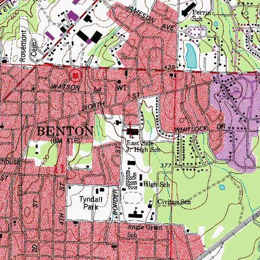 Topographic Map of Benton Middle School, AR