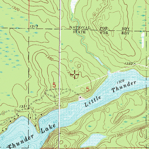 Topographic Map of Thunder Brook, MN