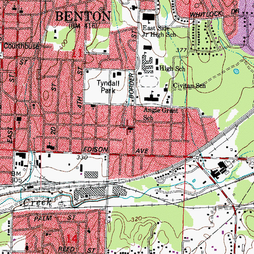 Topographic Map of Bethel Missionary Baptist Church, AR