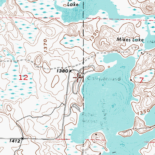Topographic Map of Clubhouse Lake Campground, MN