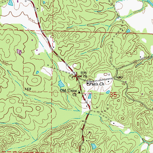 Topographic Map of Bland, AR