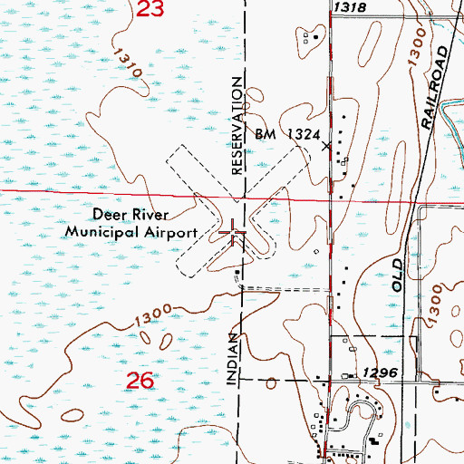 Topographic Map of Deer River Municipal Airport (historical), MN