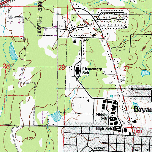 Topographic Map of Bryant Elementary School, AR
