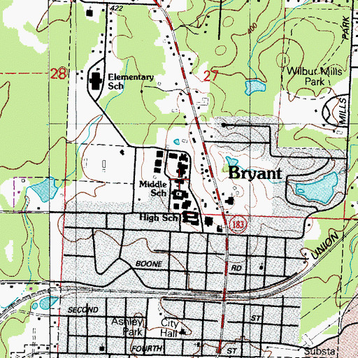 Topographic Map of Bryant Junior High School (historical), AR