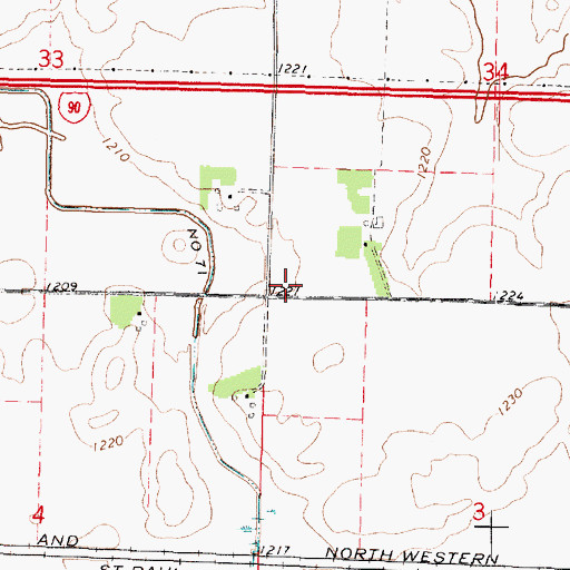Topographic Map of Martin County, MN