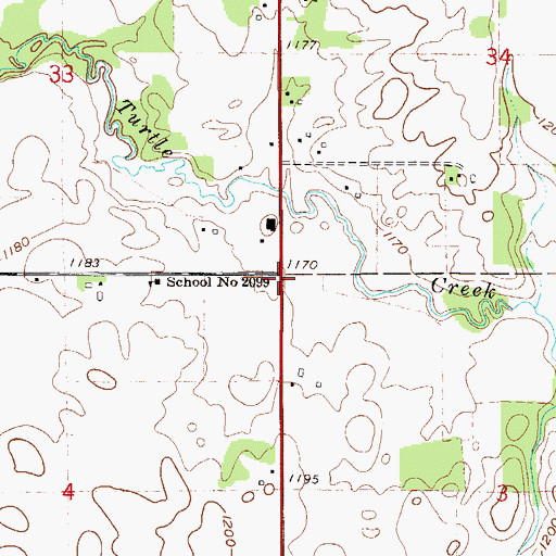 Topographic Map of Steele County, MN
