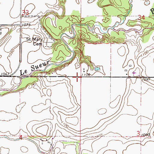 Topographic Map of Waseca County, MN