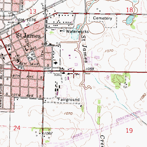 Topographic Map of Watonwan County, MN