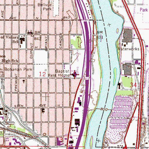 Topographic Map of Baptist Rest Home, MN