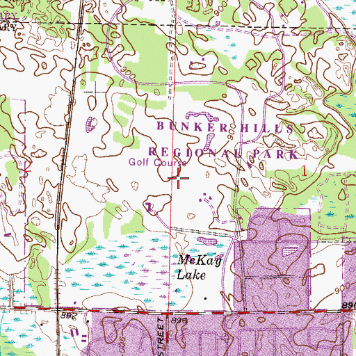Topographic Map of Bunker Hills Regional Park, MN