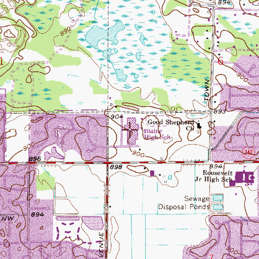 Topographic Map of Blaine Senior High School, MN