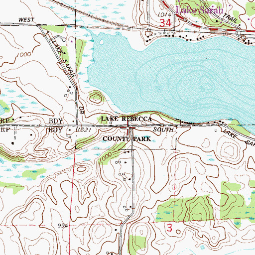 Topographic Map of Lake Rebecca County Park, MN